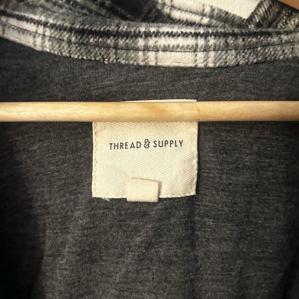 Thread & Supply XS Black and Ivory Plaid Shacket - Picture 2 of 6